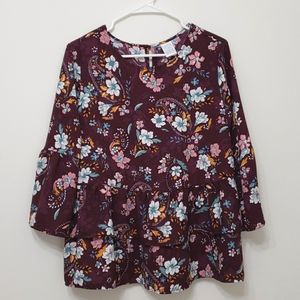 Time and Tru Floral Peplum Blouse